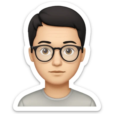 zumbi masculino, óculos fino, cabelo baixo sticker