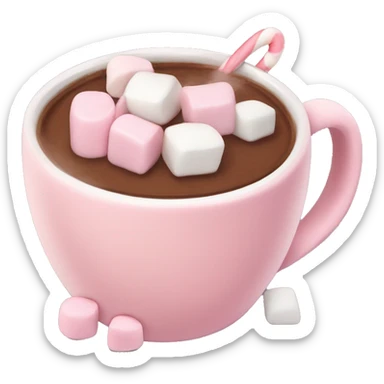 Light Pink mug of hot chocolate with marshmallows  sticker