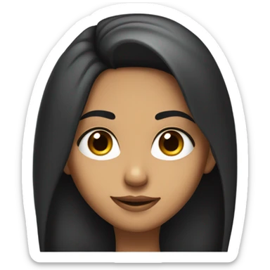 A dark black brown long hair girl , high cheekbones,indian features  with a smirk and eye roll medium fair complexion  sticker