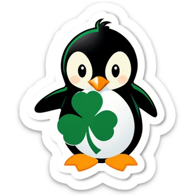 penguin with shamrock sticker