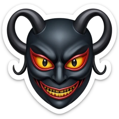 Demonic mask with subtle erotic curves, polished obsidian, lust and fear sticker