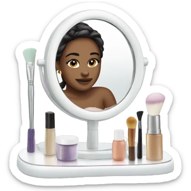Vanity mirror with products  sticker