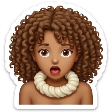girl with curly hair choking  sticker