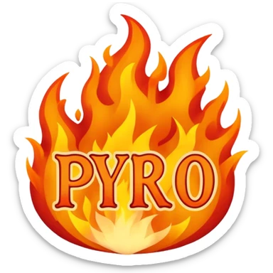 Can you make a banner that says PYRO in gothic letters, the letters should also be on fire  sticker