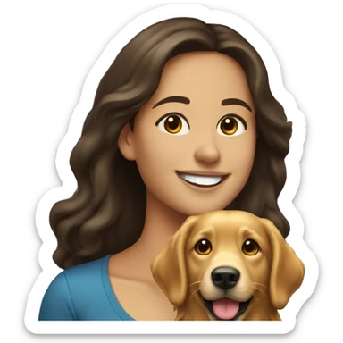 Smiling brunette with golden retriever  sticker