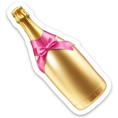 Realistic gold and pink metallic champagne bottle sticker