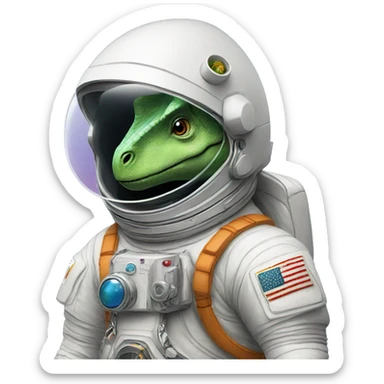 a dinosaur with an astronaut suit sticker