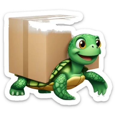 turtle holding a parcel box sticker