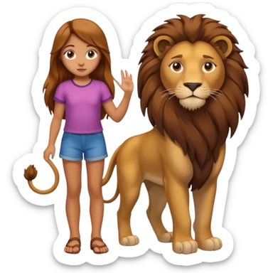 in lion family, only Kid Girl., full body, single tail sticker
