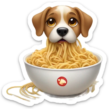 Dog eating noodles sticker