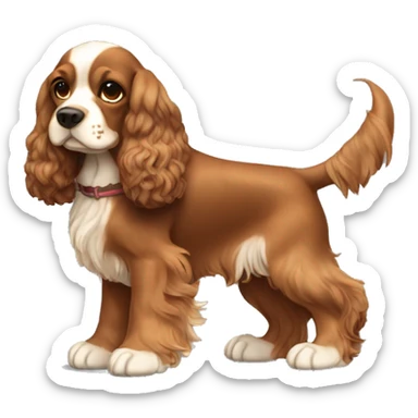 brown angel wing cocker spaniel. Dog sits show the whole body. sticker