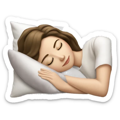 sleeping beauty brunette white girl with a silk pillow sticker