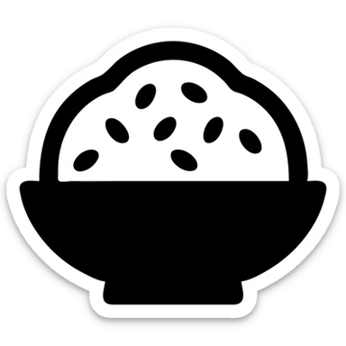 A dish of rice topped with black sesame seeds sticker