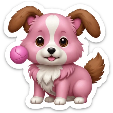 pink girly dog playing fetch sticker