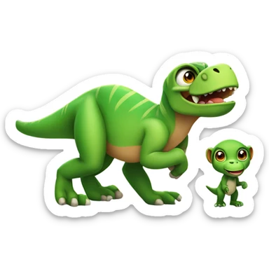a cute monkey and a trex sticker