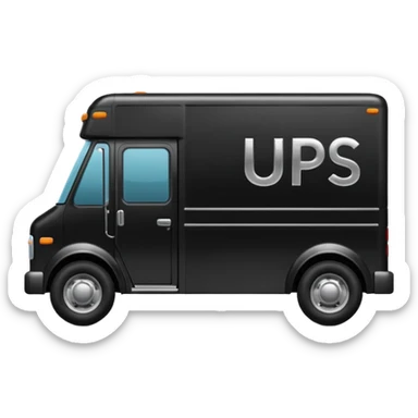 Black delivery truck with the letters u p s on the side sticker