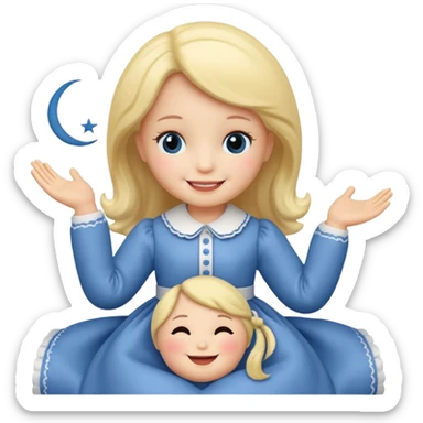 Doll saying goodnight sticker