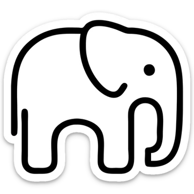 simple elephant icon, minimalist and bold, clean black outlines, no fill, modern icon style sticker