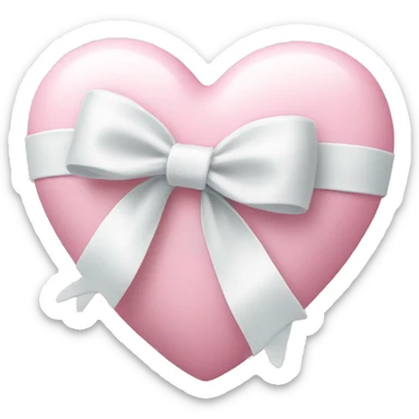 Pastel pink heart with white bow sticker