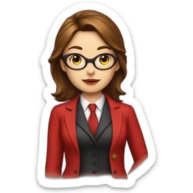 cat girl lawyer in red suit and brown hair sticker
