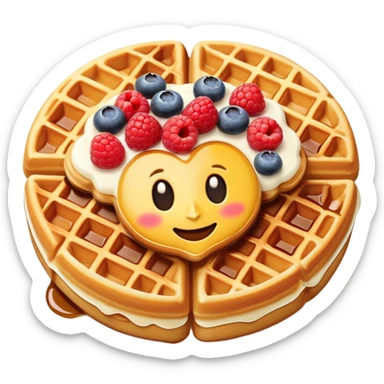 Belgian waffle with toppings in emoji style sticker