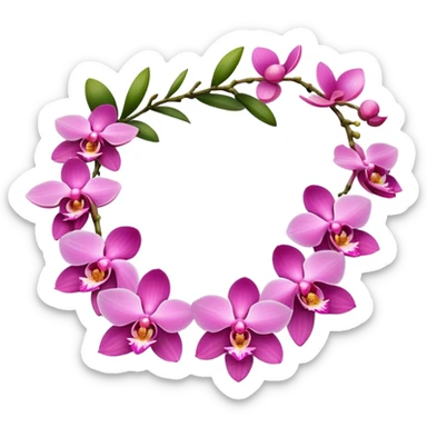 Pink orchid lei sticker