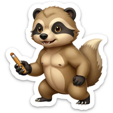 honey badger smoking a cigarette chasing a bear sticker