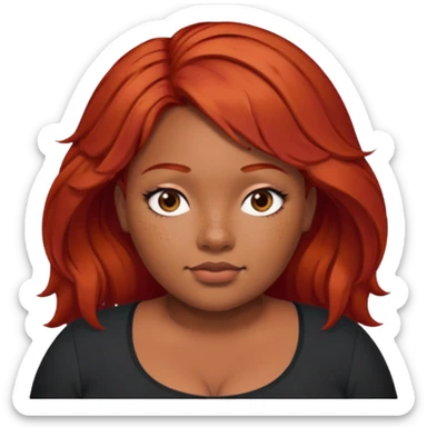 Plus size red hair brown face small eyes sticker