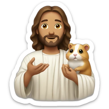 jesus holding a hamster sticker