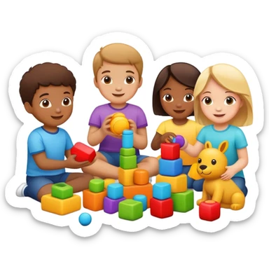 children playing with toys sticker