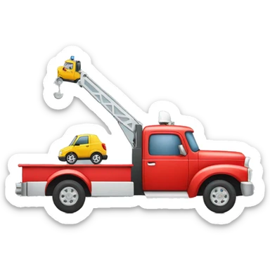 Tow truck carrying a small car sticker