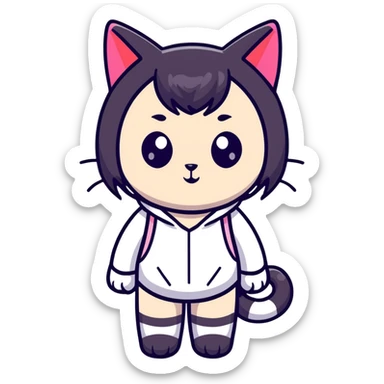 catgirl with big eyes and cat ears, anime inspired sticker
