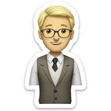 old blond short hair male teacher sticker