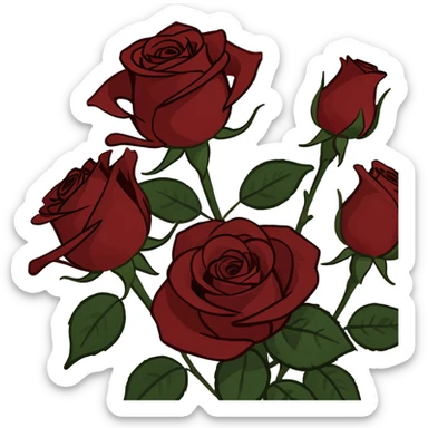 bouquet of wine red roses sticker
