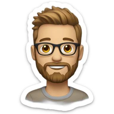 hipster designer with a short beard and light brown short messy hair sticker