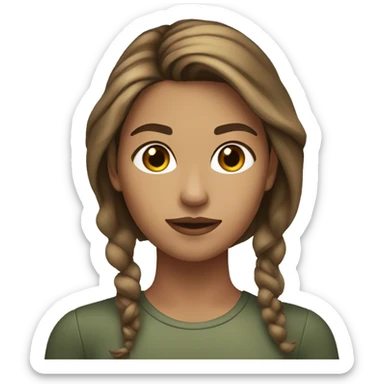 A young woman with light brown hair and dark highlights with olive skin sticker