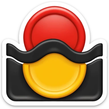 a wavy black and red rectangle with a yello circle in the middle  sticker