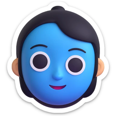 blue avatar emoji with a round face sticker