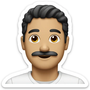 A man with a small mustache and black hair slides right sticker