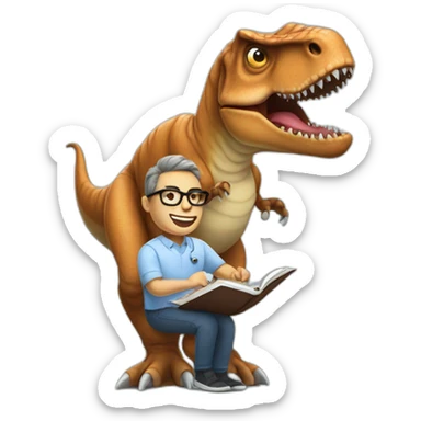 a tyrannosaurus rex therapist holding a notebook wearing glasses sticker