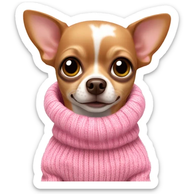 brown Chihuahua wearing pink sweater ￼ sticker