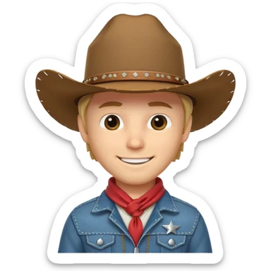 cute cowboy portrait, head and shoulders only, cowboy hat, bandana, western jacket collar, confident smile, 3D cartoon, mobile game icon style, clean background, no text, no watermark
 sticker