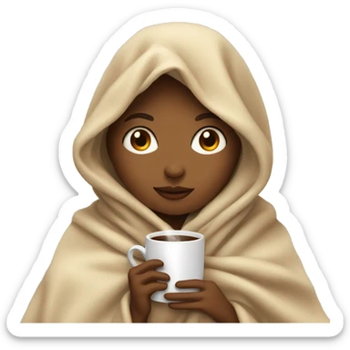 girl inside a blanket sipping coffee eyes closed sticker
