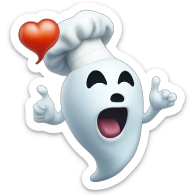 ghost wearing chef hat and blowing kiss sticker