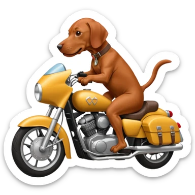 Vizsla riding motorcycle  sticker