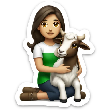 Italian brunette girl sitting on a goat with italian flag in hand sticker