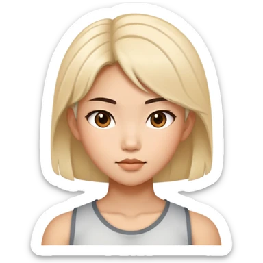 Strong Asian girl with hair high light sticker