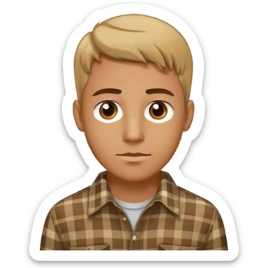 Short hair Dark blond man with hazel eyes in a plaid shirt half body sticker