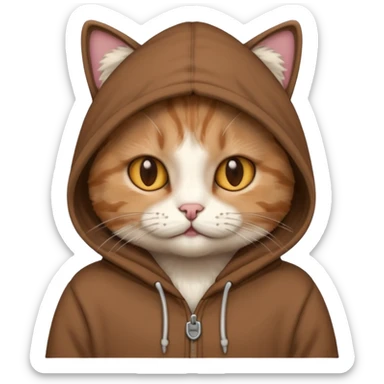 cat with brown hoodie sticker