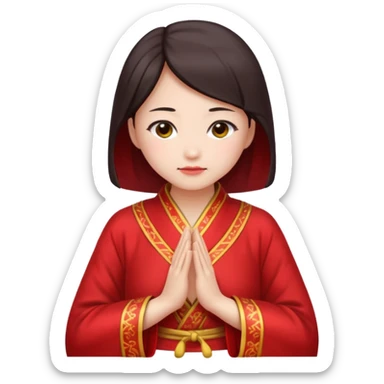 Chinese lady bowing in red robe sticker